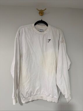 Gymshark White Crewneck Sweatshirt with Small Black Logo